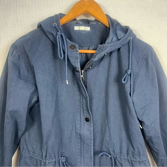 Tea N Rose Hooded Utility Trench Coat Jacket Floral Embroidery Boho Size S/M - Picture 4 of 11